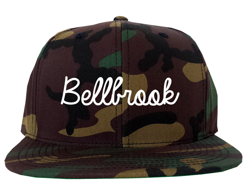 Bellbrook Ohio OH Script Mens Snapback Hat Army Camo