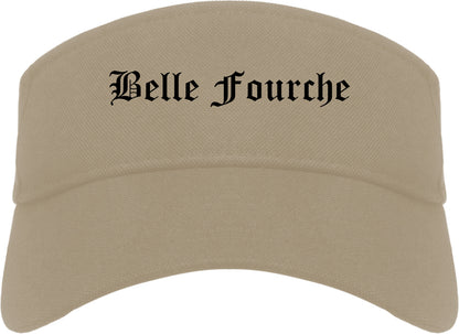 Belle Fourche South Dakota SD Old English Mens Visor Cap Hat Khaki