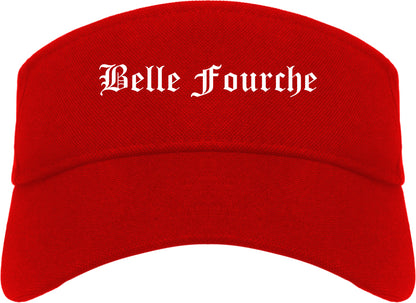 Belle Fourche South Dakota SD Old English Mens Visor Cap Hat Red