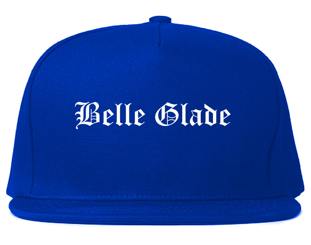 Belle Glade Florida FL Old English Mens Snapback Hat Royal Blue
