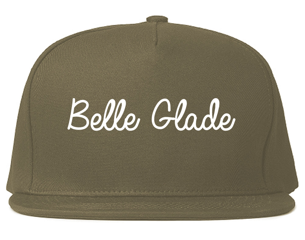 Belle Glade Florida FL Script Mens Snapback Hat Grey