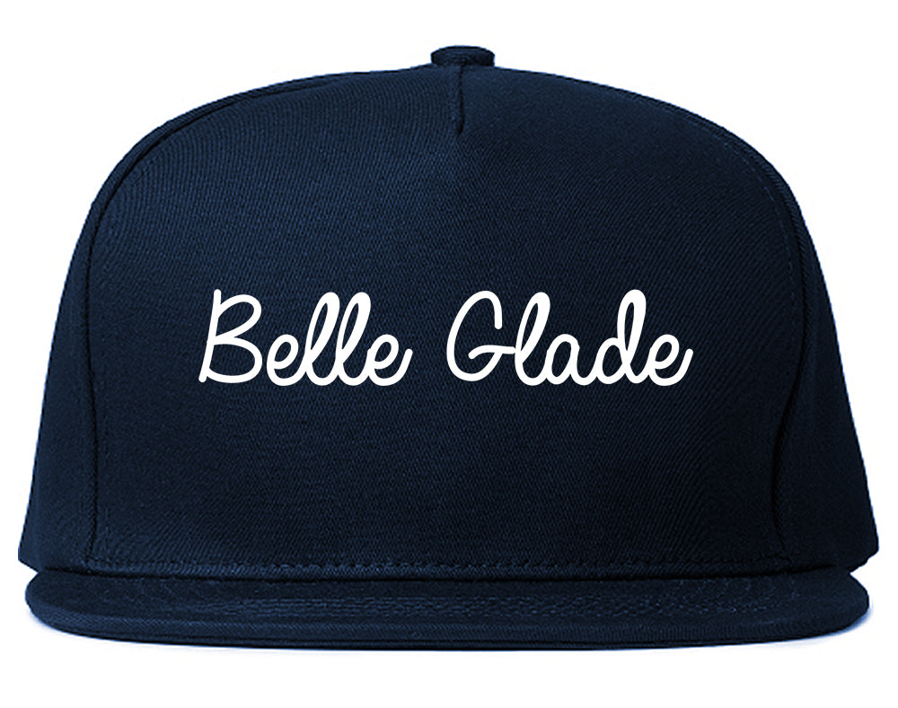 Belle Glade Florida FL Script Mens Snapback Hat Navy Blue