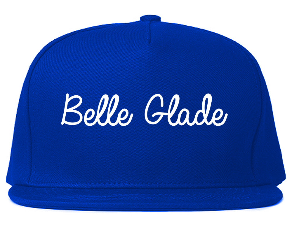 Belle Glade Florida FL Script Mens Snapback Hat Royal Blue
