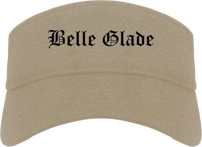 Belle Glade Florida FL Old English Mens Visor Cap Hat Khaki