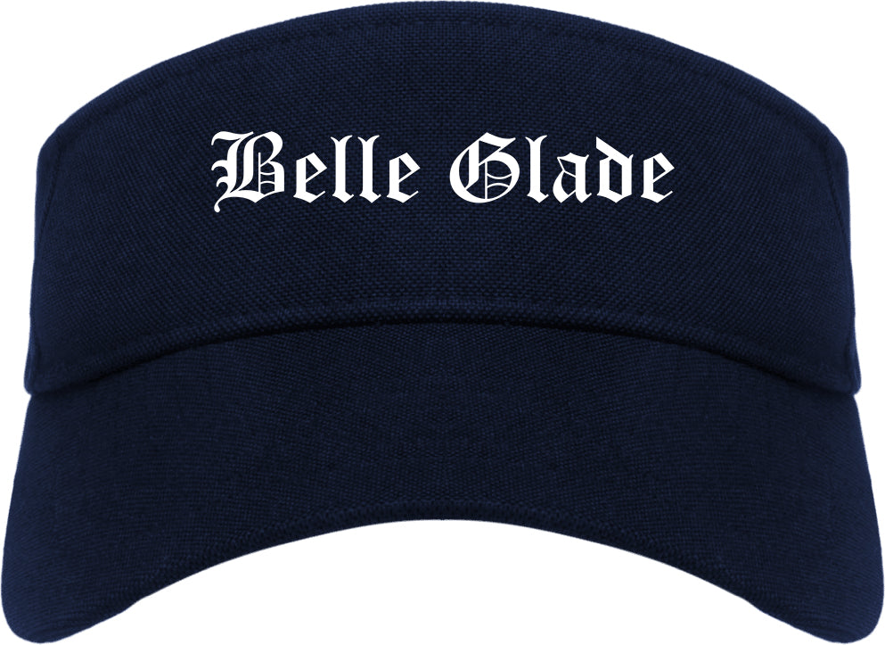 Belle Glade Florida FL Old English Mens Visor Cap Hat Navy Blue