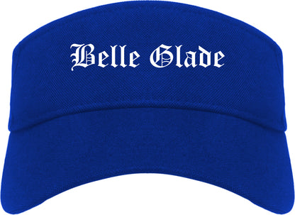 Belle Glade Florida FL Old English Mens Visor Cap Hat Royal Blue