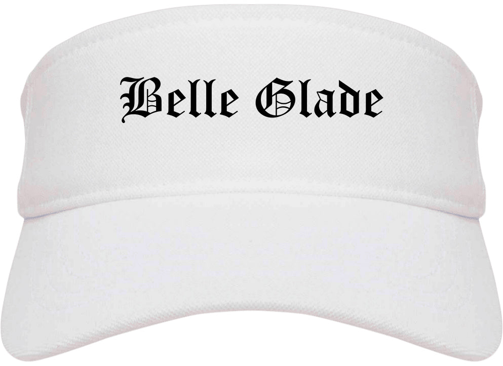 Belle Glade Florida FL Old English Mens Visor Cap Hat White