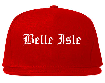 Belle Isle Florida FL Old English Mens Snapback Hat Red