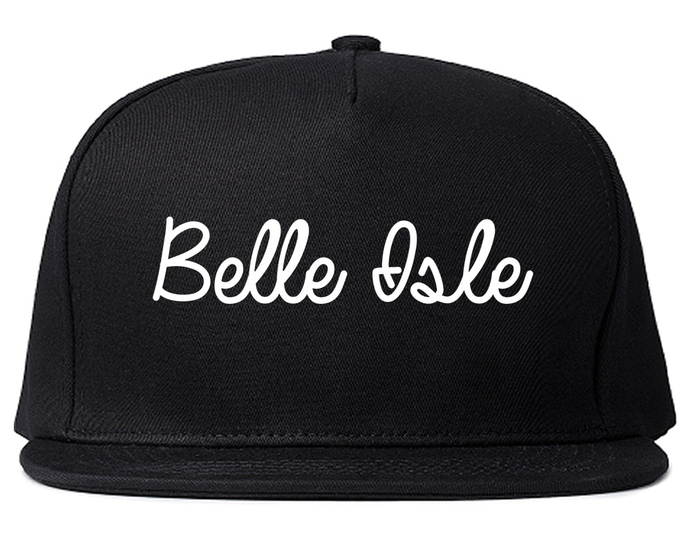 Belle Isle Florida FL Script Mens Snapback Hat Black