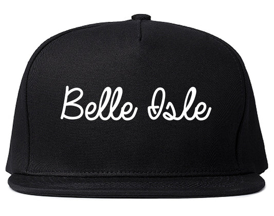 Belle Isle Florida FL Script Mens Snapback Hat Black