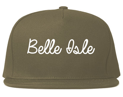 Belle Isle Florida FL Script Mens Snapback Hat Grey