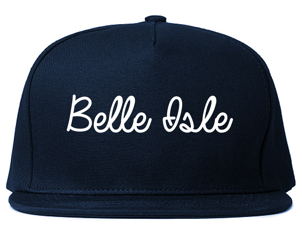 Belle Isle Florida FL Script Mens Snapback Hat Navy Blue