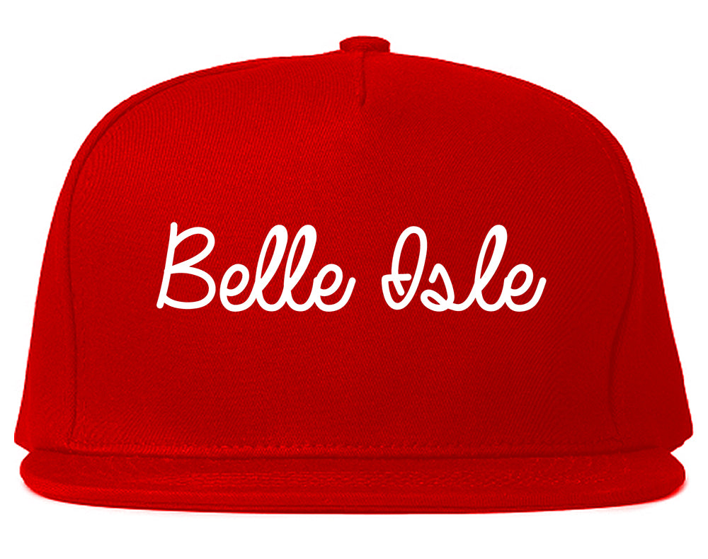 Belle Isle Florida FL Script Mens Snapback Hat Red