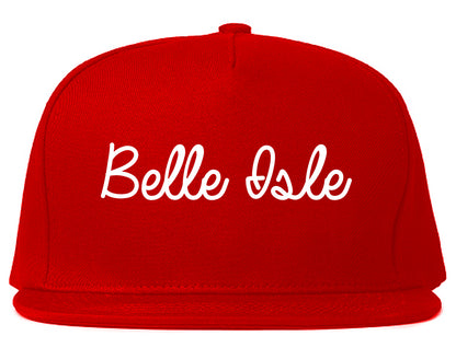 Belle Isle Florida FL Script Mens Snapback Hat Red
