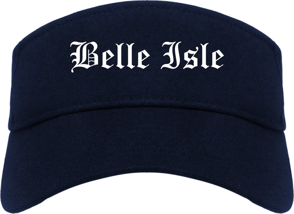 Belle Isle Florida FL Old English Mens Visor Cap Hat Navy Blue