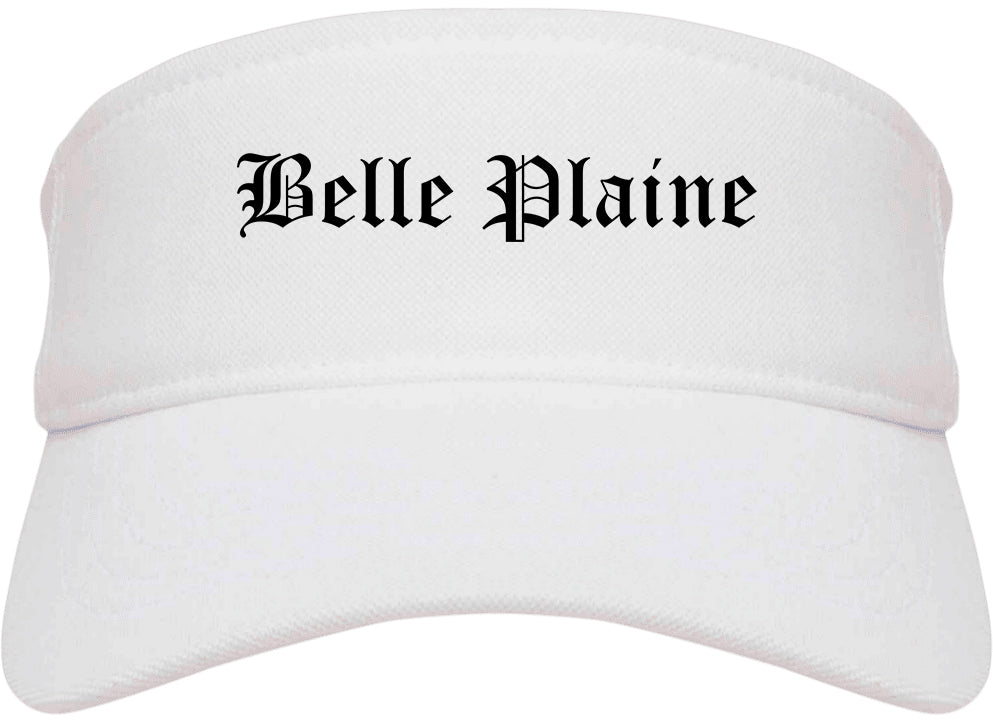 Belle Plaine Minnesota MN Old English Mens Visor Cap Hat White