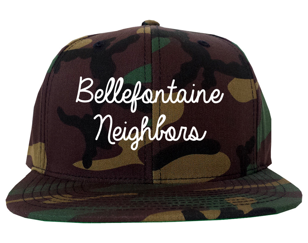 Bellefontaine Neighbors Missouri MO Script Mens Snapback Hat Army Camo