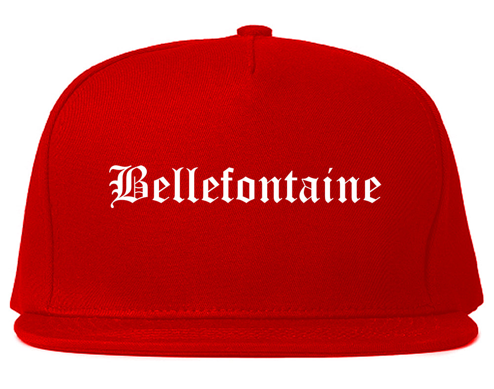 Bellefontaine Ohio OH Old English Mens Snapback Hat Red