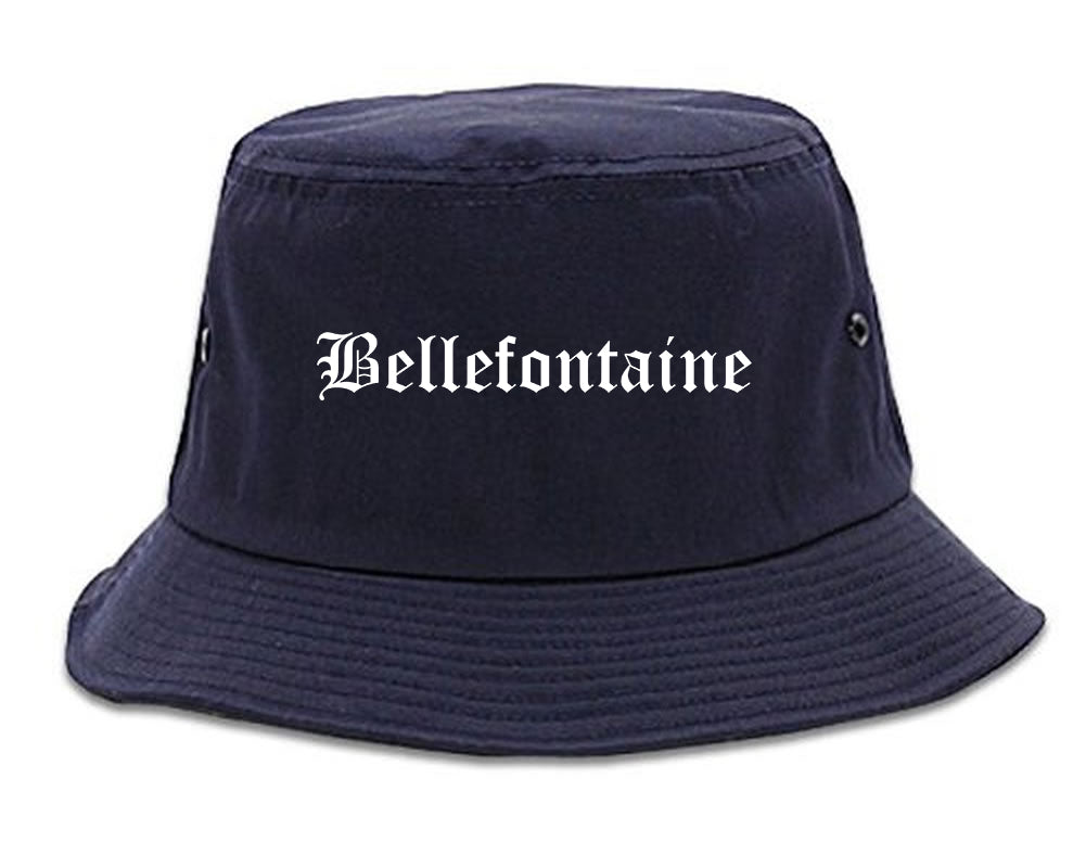 Bellefontaine Ohio OH Old English Mens Bucket Hat Navy Blue