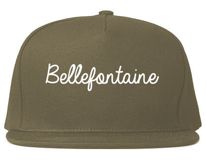 Bellefontaine Ohio OH Script Mens Snapback Hat Grey