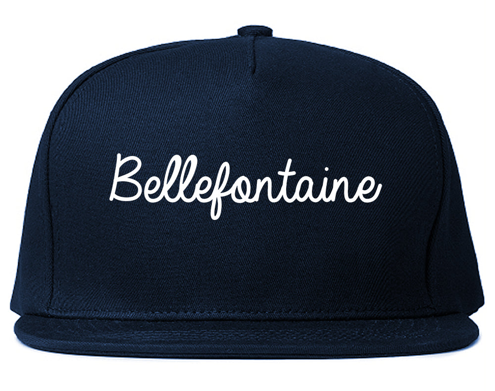 Bellefontaine Ohio OH Script Mens Snapback Hat Navy Blue