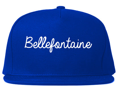 Bellefontaine Ohio OH Script Mens Snapback Hat Royal Blue