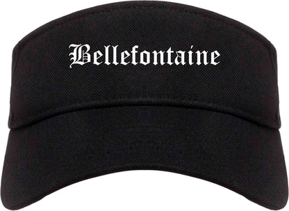 Bellefontaine Ohio OH Old English Mens Visor Cap Hat Black