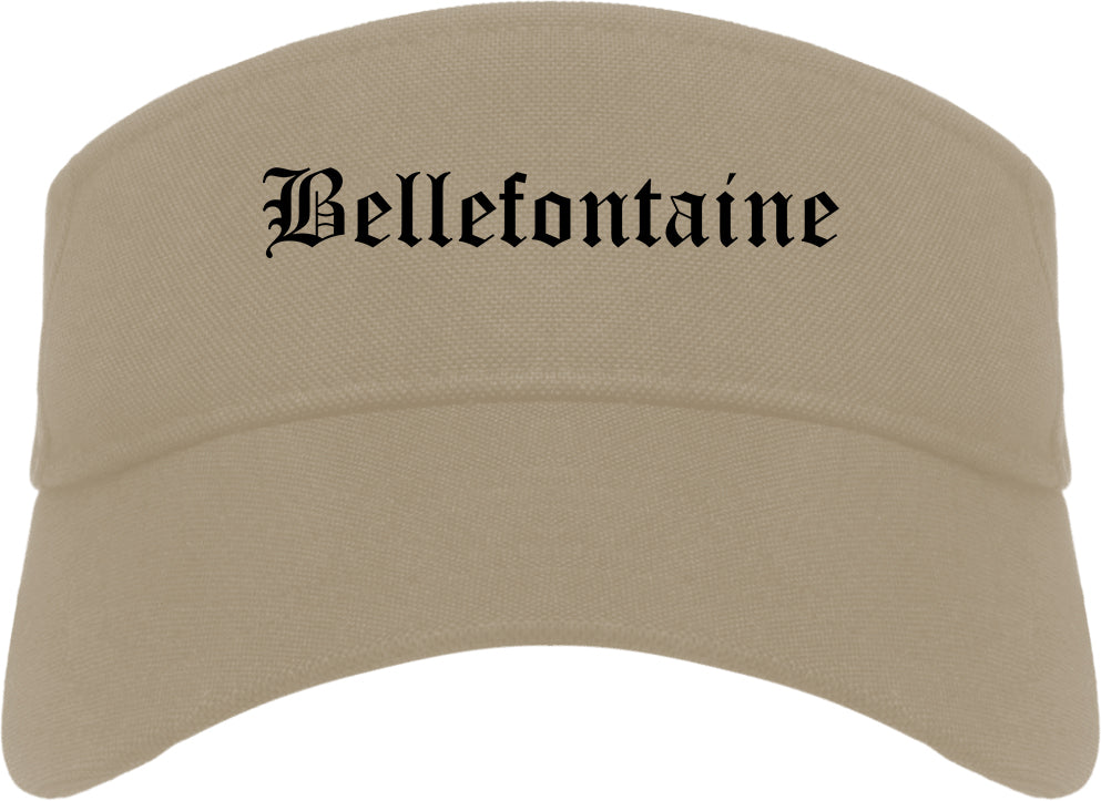 Bellefontaine Ohio OH Old English Mens Visor Cap Hat Khaki