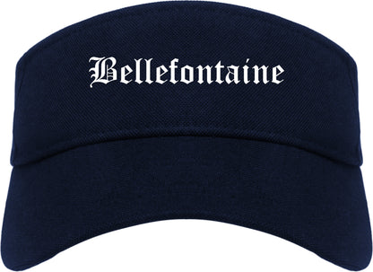 Bellefontaine Ohio OH Old English Mens Visor Cap Hat Navy Blue