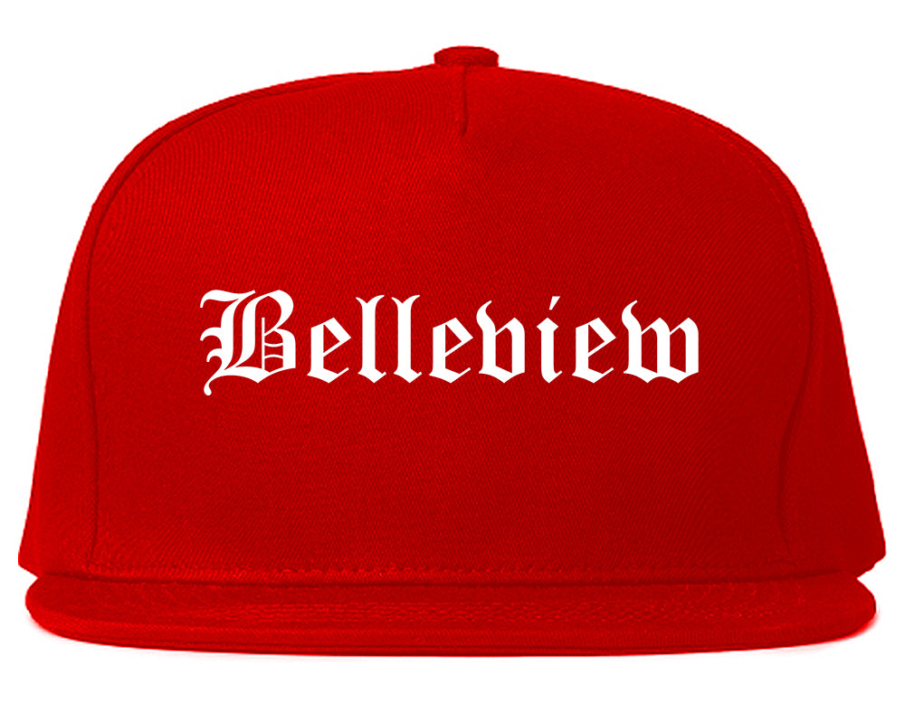 Belleview Florida FL Old English Mens Snapback Hat Red