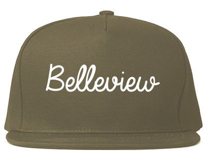 Belleview Florida FL Script Mens Snapback Hat Grey