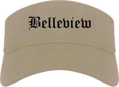 Belleview Florida FL Old English Mens Visor Cap Hat Khaki