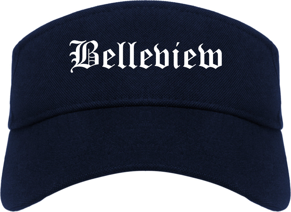 Belleview Florida FL Old English Mens Visor Cap Hat Navy Blue