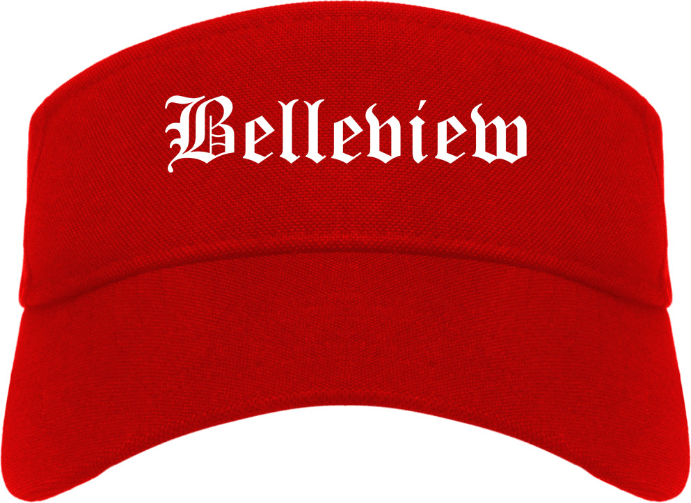 Belleview Florida FL Old English Mens Visor Cap Hat Red