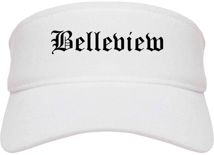 Belleview Florida FL Old English Mens Visor Cap Hat White