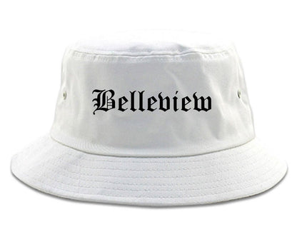 Belleview Florida FL Old English Mens Bucket Hat White