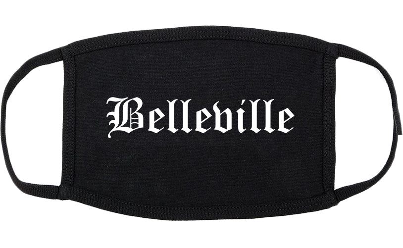 Belleville Illinois IL Old English Cotton Face Mask Black