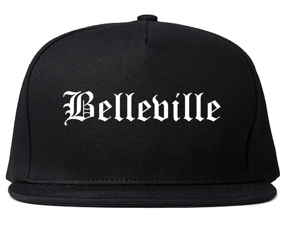 Belleville Illinois IL Old English Mens Snapback Hat Black