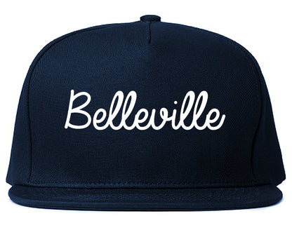Belleville Illinois IL Script Mens Snapback Hat Navy Blue