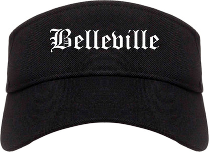 Belleville Illinois IL Old English Mens Visor Cap Hat Black