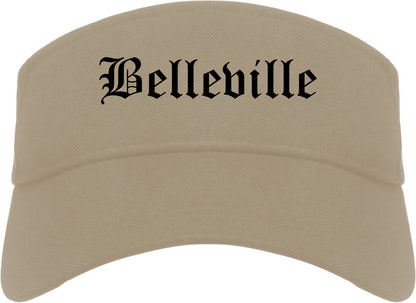 Belleville Illinois IL Old English Mens Visor Cap Hat Khaki