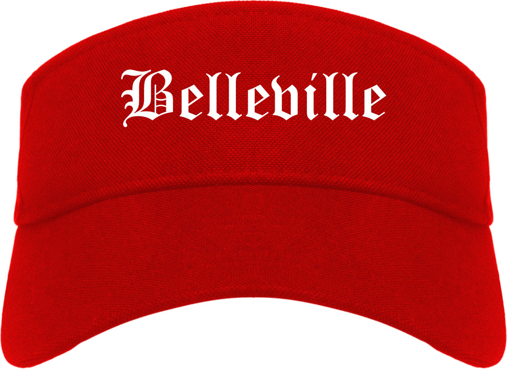 Belleville Illinois IL Old English Mens Visor Cap Hat Red