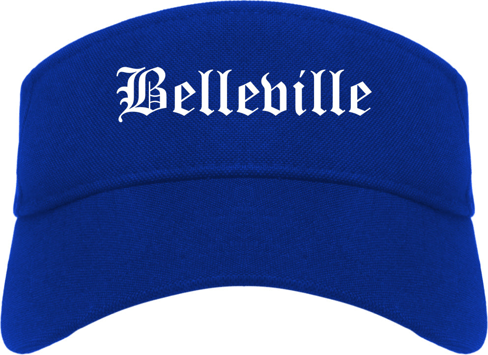 Belleville Illinois IL Old English Mens Visor Cap Hat Royal Blue