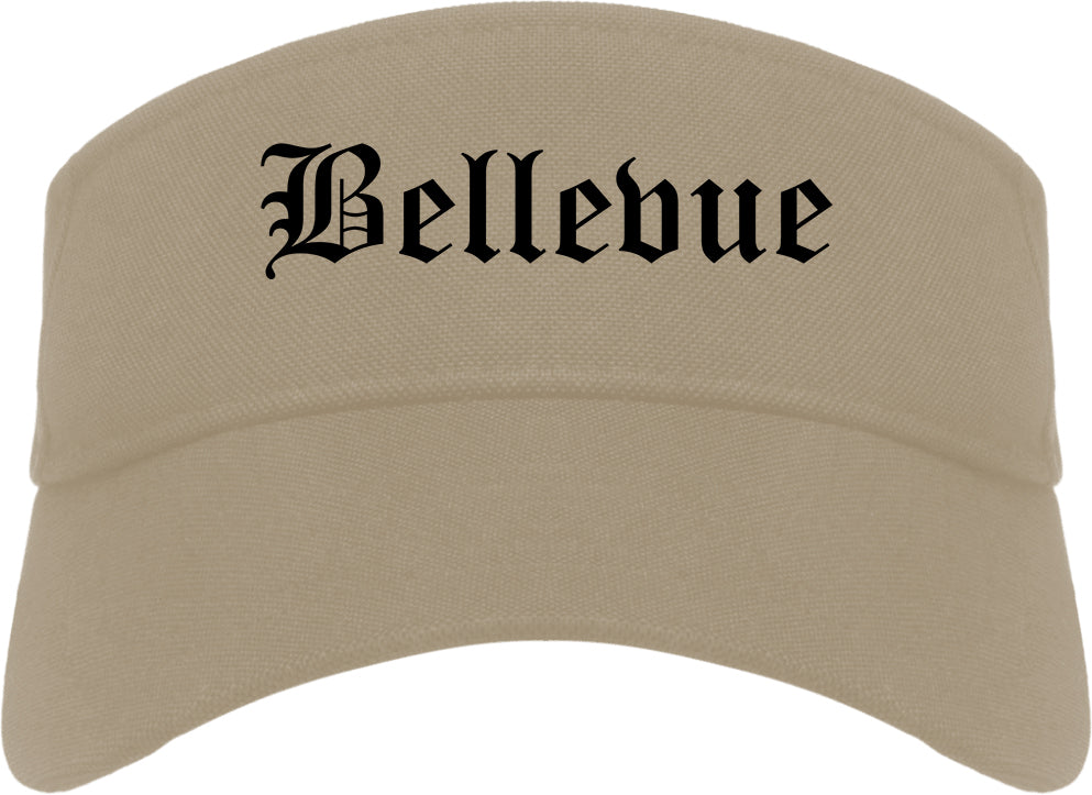 Bellevue Kentucky KY Old English Mens Visor Cap Hat Khaki