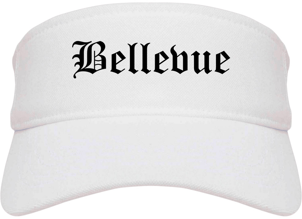 Bellevue Kentucky KY Old English Mens Visor Cap Hat White