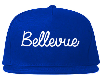 Bellevue Nebraska NE Script Mens Snapback Hat Royal Blue