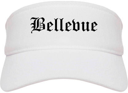 Bellevue Nebraska NE Old English Mens Visor Cap Hat White