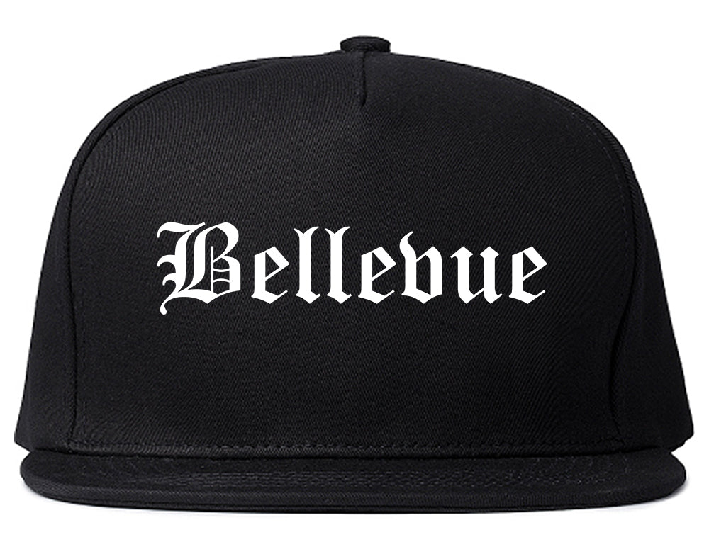 Bellevue Ohio OH Old English Mens Snapback Hat Black