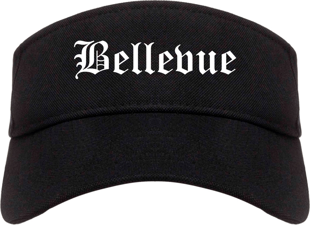 Bellevue Ohio OH Old English Mens Visor Cap Hat Black
