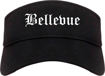Bellevue Ohio OH Old English Mens Visor Cap Hat Black